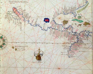 Zentralamerika, aus einem Atlas der Welt in 33 Karten, Venedig, 1. September 1553 (Detail)